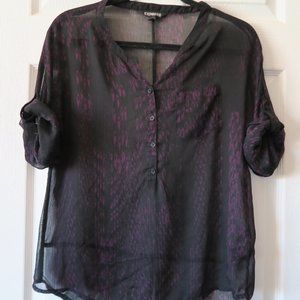 Express Sheer Black-Purple Top